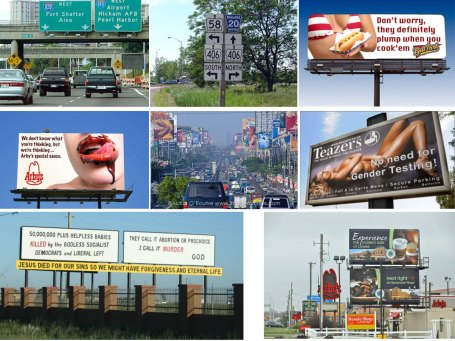 Gee, not one of these signs offers any sort of distraction at all. Not one!