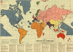 A map created in the 1940's about how many saw the post-war world. Similar in many ways to the Club of Rome's depiction.